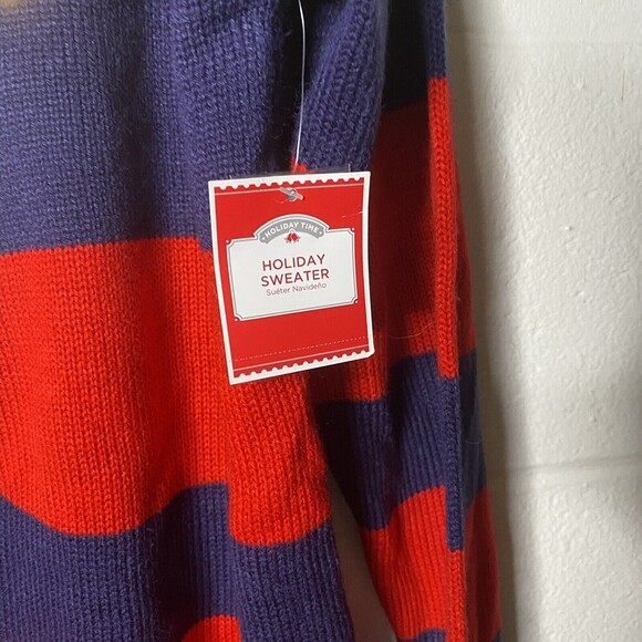 HOLIDAY TIME Pug Dog Ugly Christmas Sweater Sz XL Sequin Red Navy Blue - Picture 4 of 9